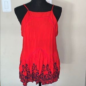 Orange and navy blue detail top